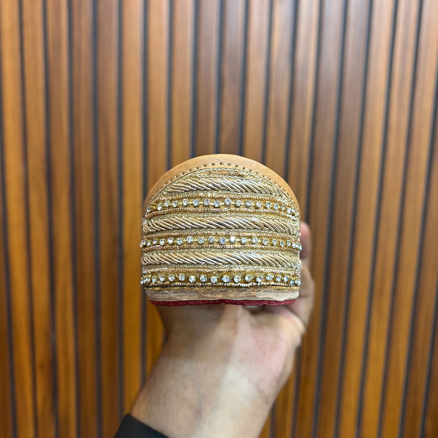 Pure Golden Dabka Leather Punjabi Jutti