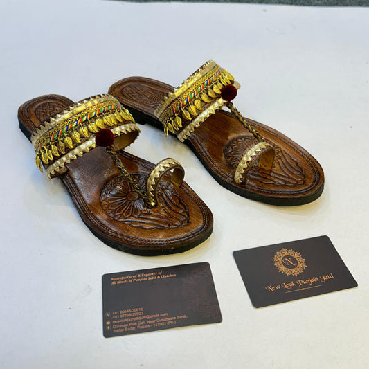 KohlaPuri Chappal with Handcrafted Jewellery